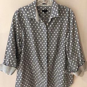 Talbots long or 3/4 sleeve button front blouse
